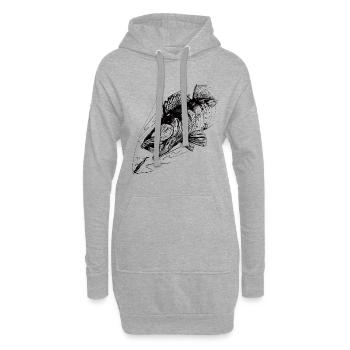 Fisch des Lebens! - Angeltshirt Zanderangriff 2 - Hoodie-Kleid - Grau meliert - Vorne