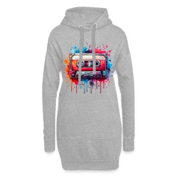Cassette de musique rétro vintage colorée - Sweat-shirt à capuche long Femme - gris chiné - Devant