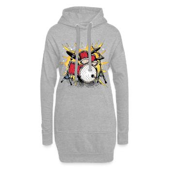Cartoon Drums - Hoodie Dress - heather grey - Front
