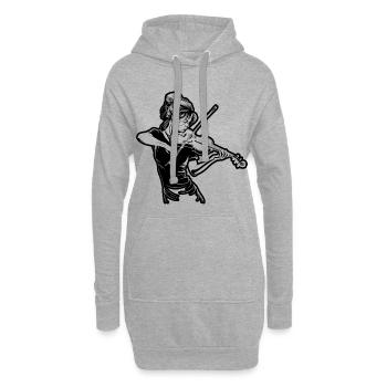 Dessin de fille de violon - Sweat-shirt à capuche long Femme - gris chiné - Devant