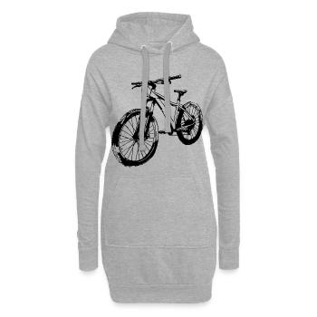 Dessin cycliste - Sweat-shirt à capuche long Femme - gris chiné - Devant