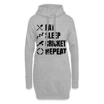 Essen Schlafen Cricket Wiederholen - Hoodie-Kleid - Grau meliert - Vorne