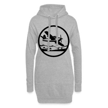 Graphisme d’avion - Sweat-shirt à capuche long Femme - gris chiné - Devant