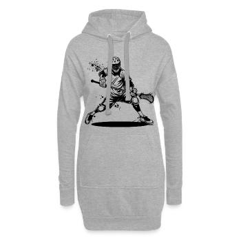 Dessin d’un joueur de crosse - Sweat-shirt à capuche long Femme - gris chiné - Devant
