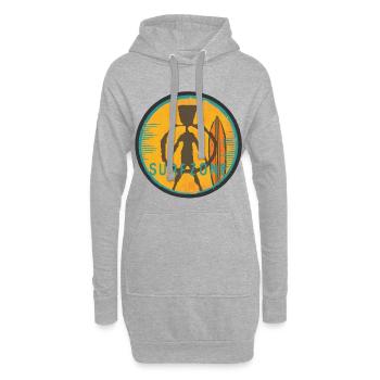 Surfer Art Silhouette mit Surfbrett - Hoodie-Kleid - Grau meliert - Vorne