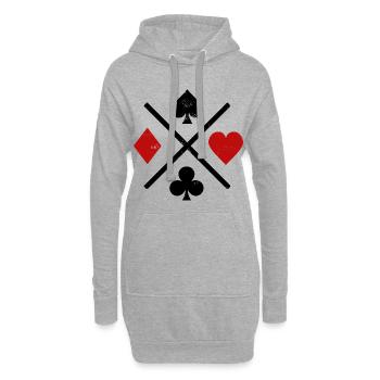 Spielkarten Kontrastdesign - Hoodie-Kleid - Grau meliert - Vorne