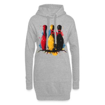 Croquis de bowling - Sweat-shirt à capuche long Femme - gris chiné - Devant