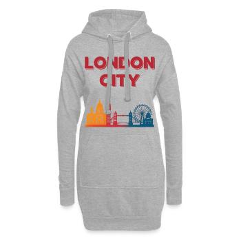 London Skyline Gradient - Hoodie-Kleid - Grau meliert - Vorne