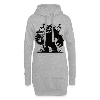 Drôle de café monstre bande dessinée - Sweat-shirt à capuche long Femme - gris chiné - Devant
