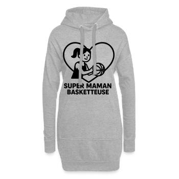 Super maman coiffeuse – Cœur coiffure - Sweat-shirt à capuche long Femme - gris chiné - Devant