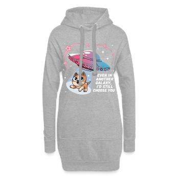 Amour des Chiens Univers Spatial Science Fiction - Sweat-shirt à capuche long Femme - gris chiné - Devant