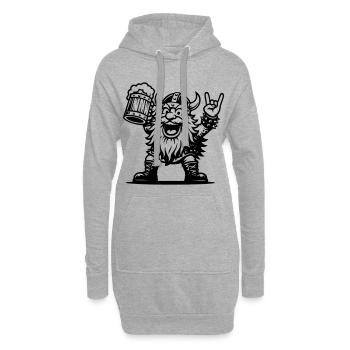 Un rockeur barbue et festif tenant sa bière - Sweat-shirt à capuche long Femme - gris chiné - Devant