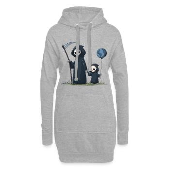 Süßer Grim Reaper mit Kind - Hoodie-Kleid - Grau meliert - Vorne