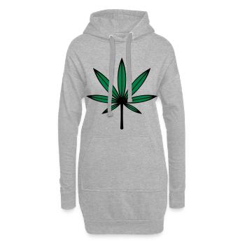 Cannabis / Marijuana / Feuille de chanvre (2C) - Sweat-shirt à capuche long Femme - gris chiné - Devant