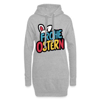 Frohe Ostern Hase - Hoodie-Kleid - Grau meliert - Vorne