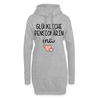 Herz - Glückliche Pensionärin - Hoodie-Kleid - Grau meliert - Vorne