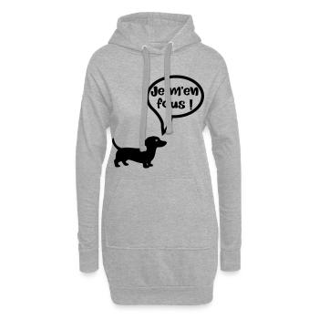 Chien - Je m'en fous - Sweat-shirt à capuche long Femme - gris chiné - Devant