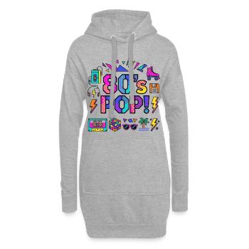 80er-Jahre-Neon-Pop-Vibe - Hoodie-Kleid - Grau meliert - Vorne