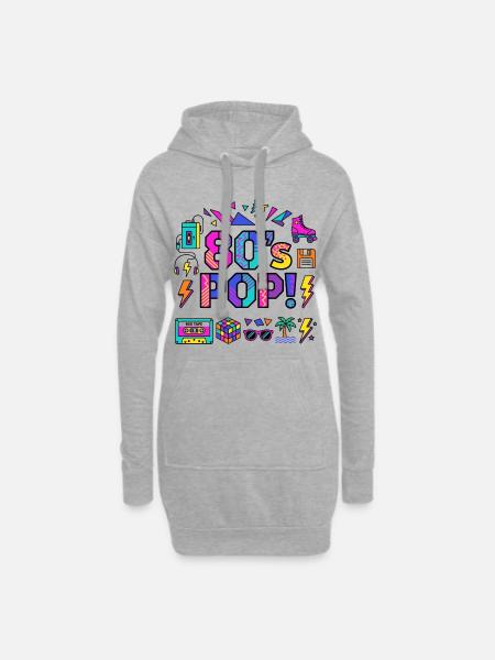 80s Neon Pop Vibe - Hoodie Dress - heather grey