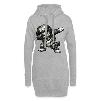 Tamponnage du chien berger de Bergame - Sweat-shirt à capuche long Femme - gris chiné - Devant