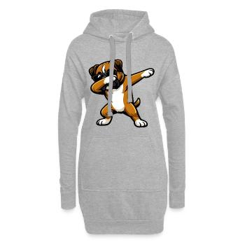 Boxer en mode comic - Sweat-shirt à capuche long Femme - gris chiné - Devant