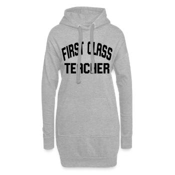 Enseignement de première classe - Sweat-shirt à capuche long Femme - gris chiné - Devant