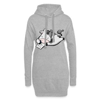 Cowculator - une vache qui compte;) - Sweat-shirt à capuche long Femme - gris chiné - Devant