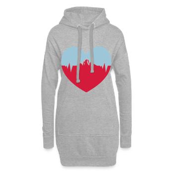 j'aime les montagnes coeur pulsé - Sweat-shirt à capuche long Femme - gris chiné - Devant