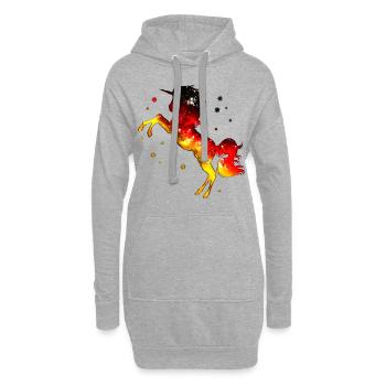 Einhorn, Deutschland Fahne, Flagge, Farben deutsch - Hoodie-Kleid - Grau meliert - Vorne