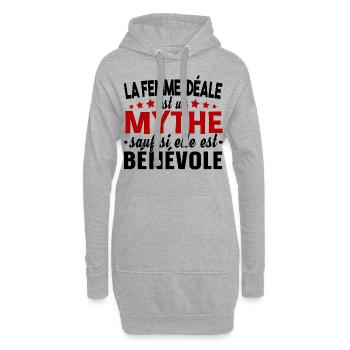 Bénévole Bénévolat Femme Cadeau Humour Humanitaire - Sweat-shirt à capuche long Femme - gris chiné - Devant