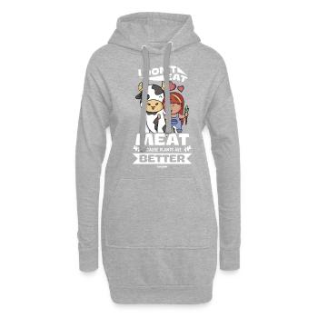 Je ne mange pas de viande bien-être animal végétalien - Sweat-shirt à capuche long Femme - gris chiné - Devant