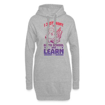 ich möchte in die Schule und lernen - Hoodie-Kleid - Grau meliert - Vorne