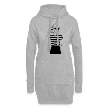 Girl with red Lips - Sweat-shirt à capuche long Femme - gris chiné - Devant
