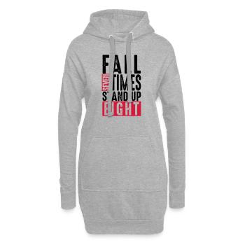 Fall seven times stand up eight - Spruch - Humor - Hoodie-Kleid - Grau meliert - Vorne