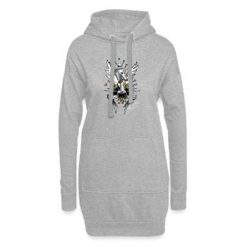 vrai blanc de l'amour - Sweat-shirt à capuche long Femme - gris chiné - Devant