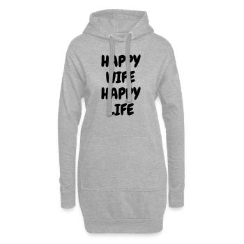 Happy wife happy life - Humor - Funny - Joke - Sweat-shirt à capuche long Femme - gris chiné - Devant