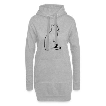 Katze, katzenmotiv - Hoodie-Kleid - Grau meliert - Vorne