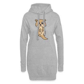 Mère et bébé loutre mignon - Sweat-shirt à capuche long Femme - gris chiné - Devant