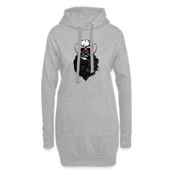 tete de mort hipster crane chauve logo anarchy slu - Sweat-shirt à capuche long Femme - gris chiné - Devant