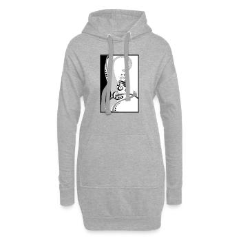 chat - Sweat-shirt à capuche long Femme - gris chiné - Devant