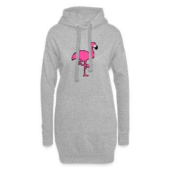 Pixel Flamingo - Hoodie-Kleid - Grau meliert - Vorne