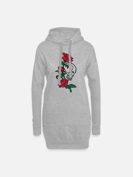skull and roses es123 - Hoodie-Kleid - Grau meliert