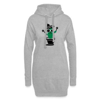 Kaktus mit Sombrero und Maracas - Hoodie-Kleid - Grau meliert - Vorne