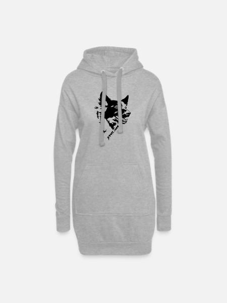 Mudi Kopf - Hoodie-Kleid - Grau meliert