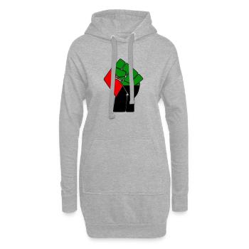 POING MADA - Sweat-shirt à capuche long Femme - gris chiné - Devant