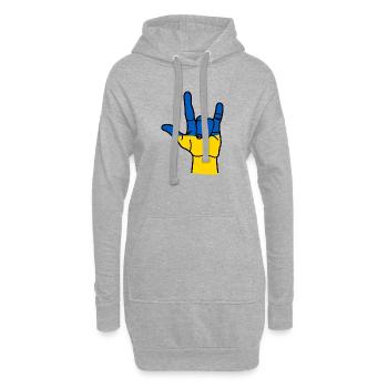 Respect de l’ukraine - Sweat-shirt à capuche long Femme - gris chiné - Devant