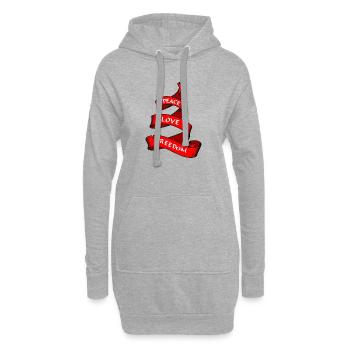 Friedensbanner oder Wimpel rot - Hoodie-Kleid - Grau meliert - Vorne