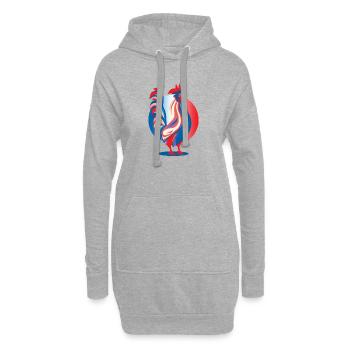 Coq Bleu Blanc Rouge Emblème de La France - Sweat-shirt à capuche long Femme - gris chiné - Devant