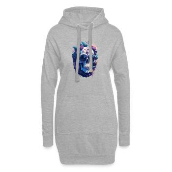 Pastel-colored floral skull with sunglasses - Hoodie Dress - heather grey - Front