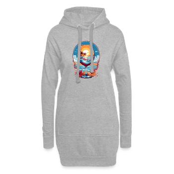 Verre de vin de plage - Sweat-shirt à capuche long Femme - gris chiné - Devant